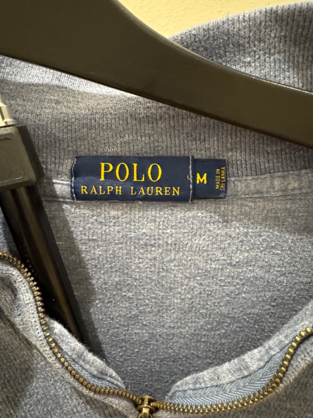 Ralph Lauren Heather Light Blue Quarter-Zip Pullover with Navy Label - Picture 2 of 6
